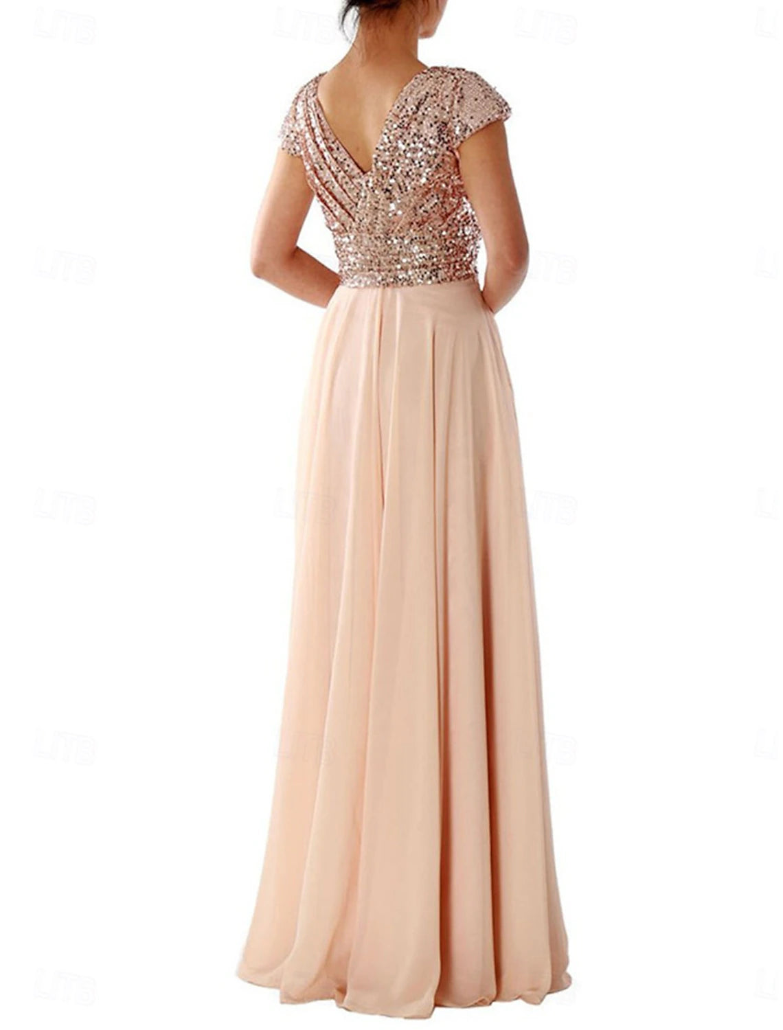 Dress Mother of the Bride Dress Elegant Party Casual Shirt Collar Floor Length Polyester Short Sleeve with Sequin