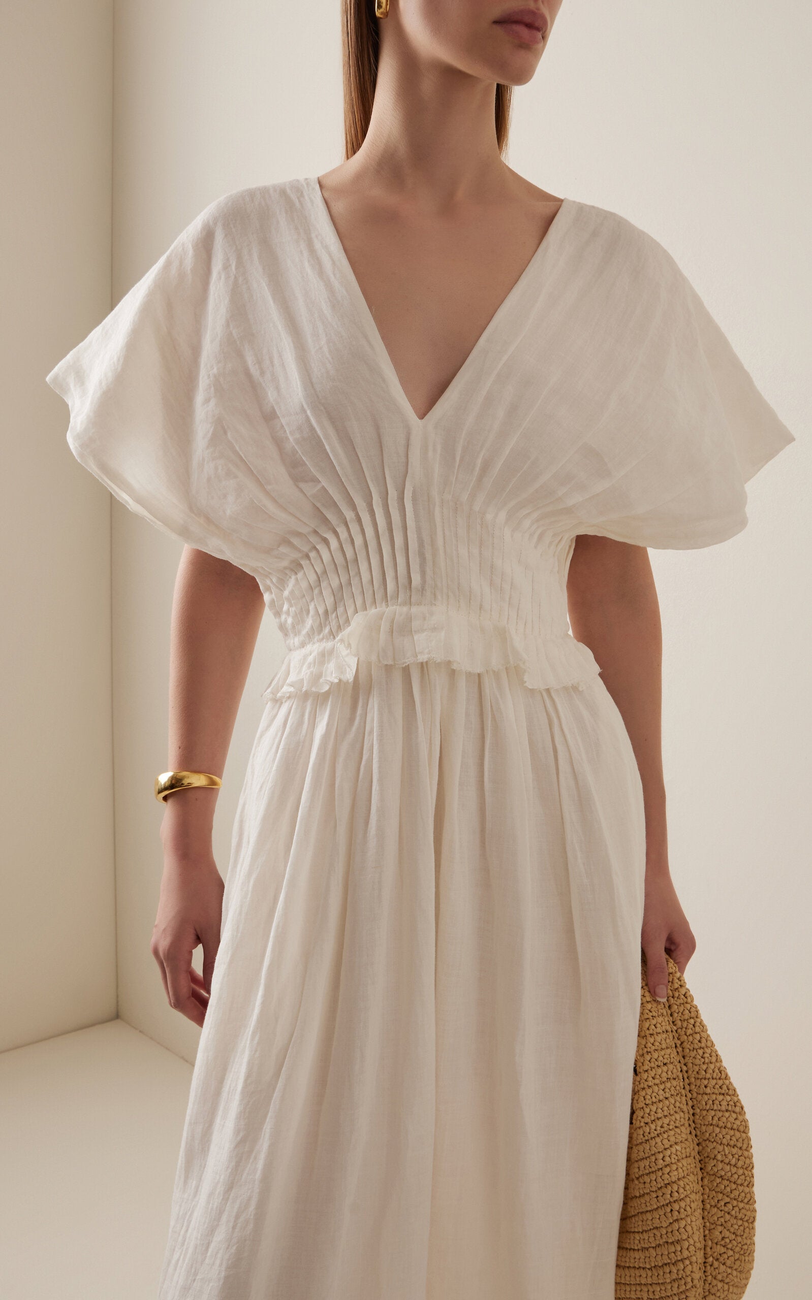 Zora Pleated Voile Midi Dress Simple gentle beautiful and grand