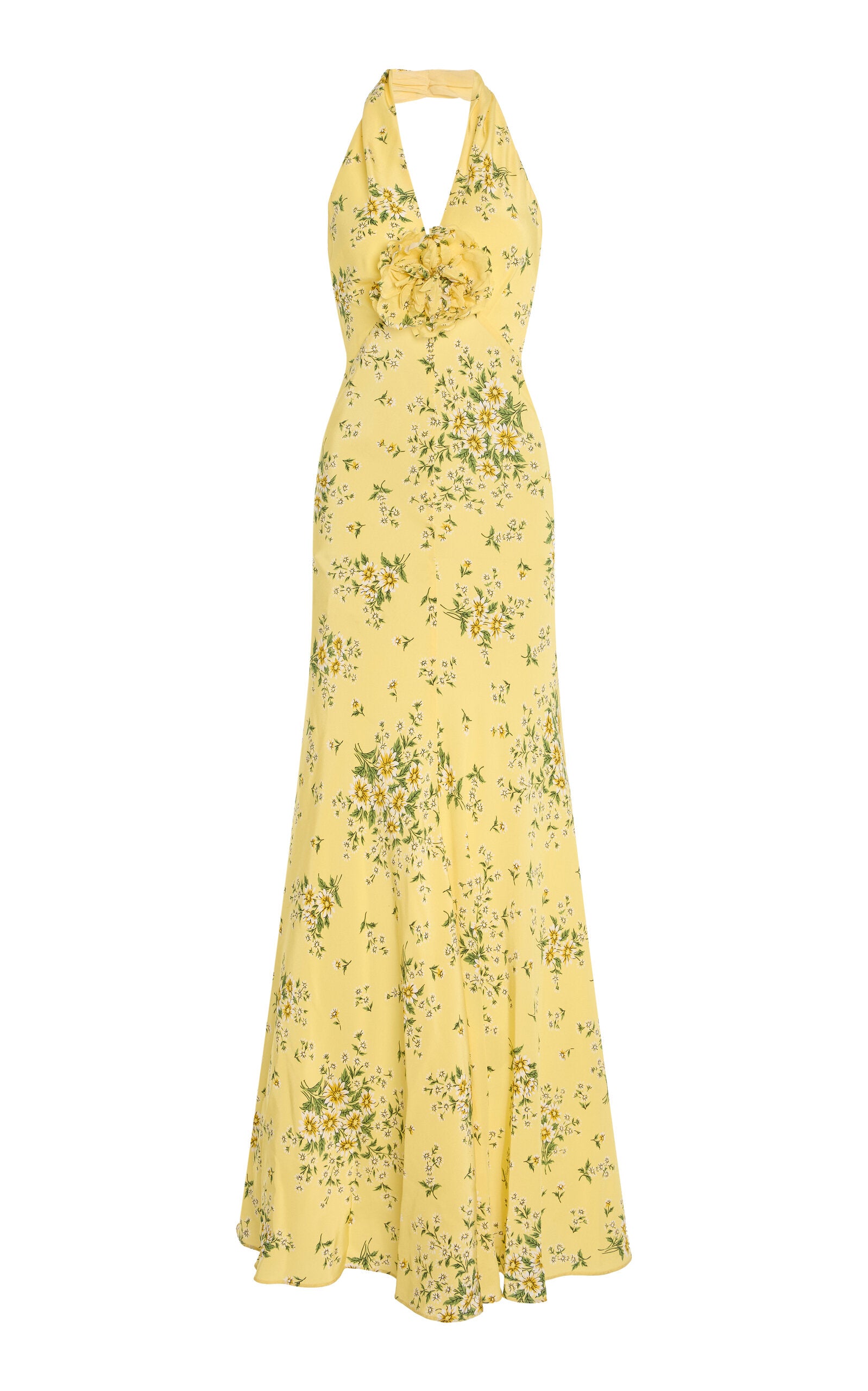 Floral-Print Silk Midi Dress Full of charm simple and atmospheric