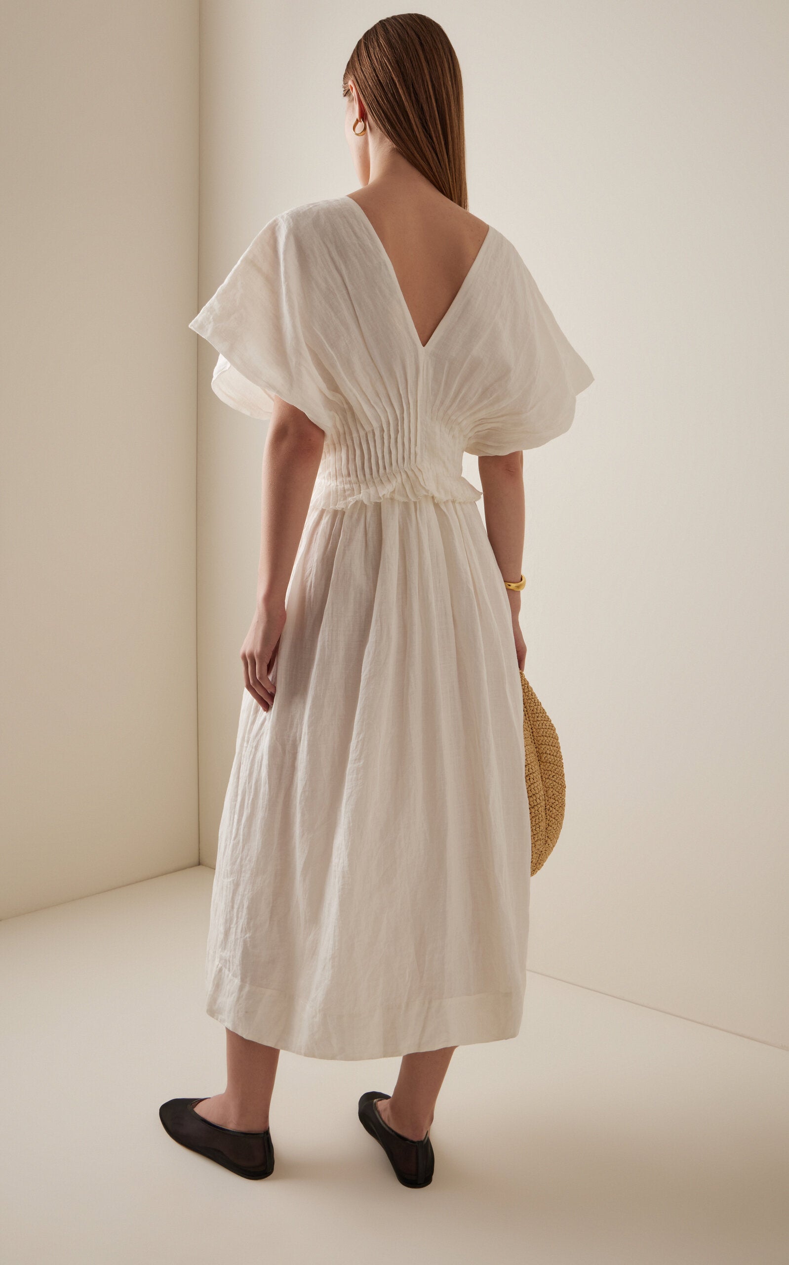 Zora Pleated Voile Midi Dress Simple gentle beautiful and grand