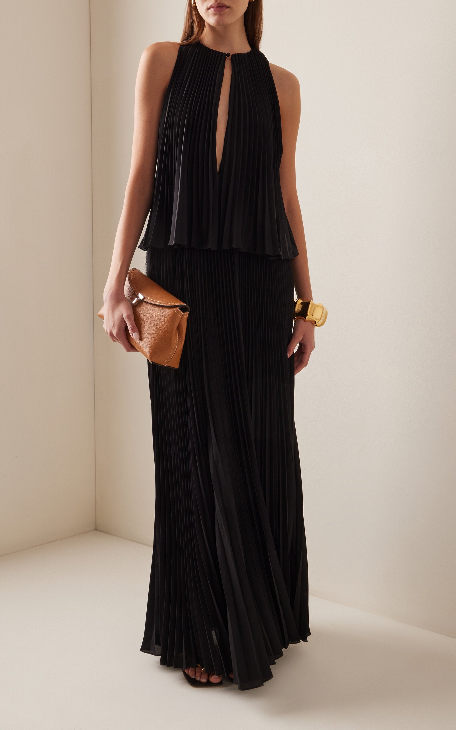 The Hallett Pleated Georgette Maxi Dress Simple gentle beautiful and grand