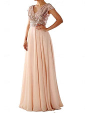 Dress Mother of the Bride Dress Elegant Party Casual Shirt Collar Floor Length Polyester Short Sleeve with Sequin