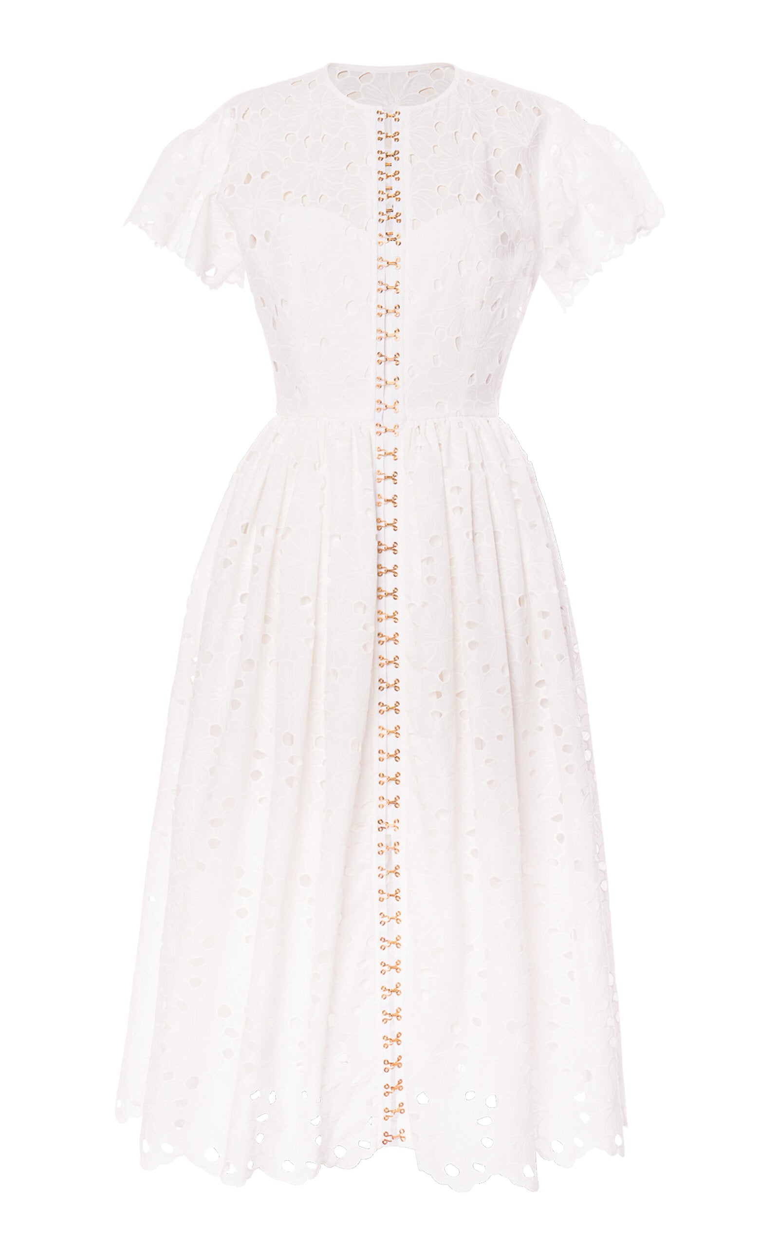 Cotton-Lace Drop-Waist Midi Dress Full of charm simple and atmospheric