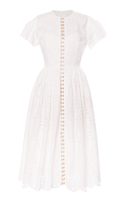 Cotton-Lace Drop-Waist Midi Dress Full of charm simple and atmospheric
