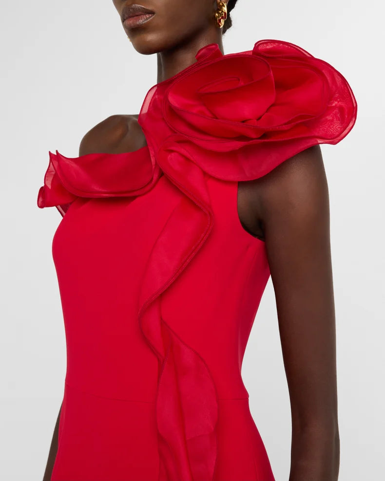 One-Shoulder Ruffle Crepe Gown Charming and unique design Beautiful generous simple