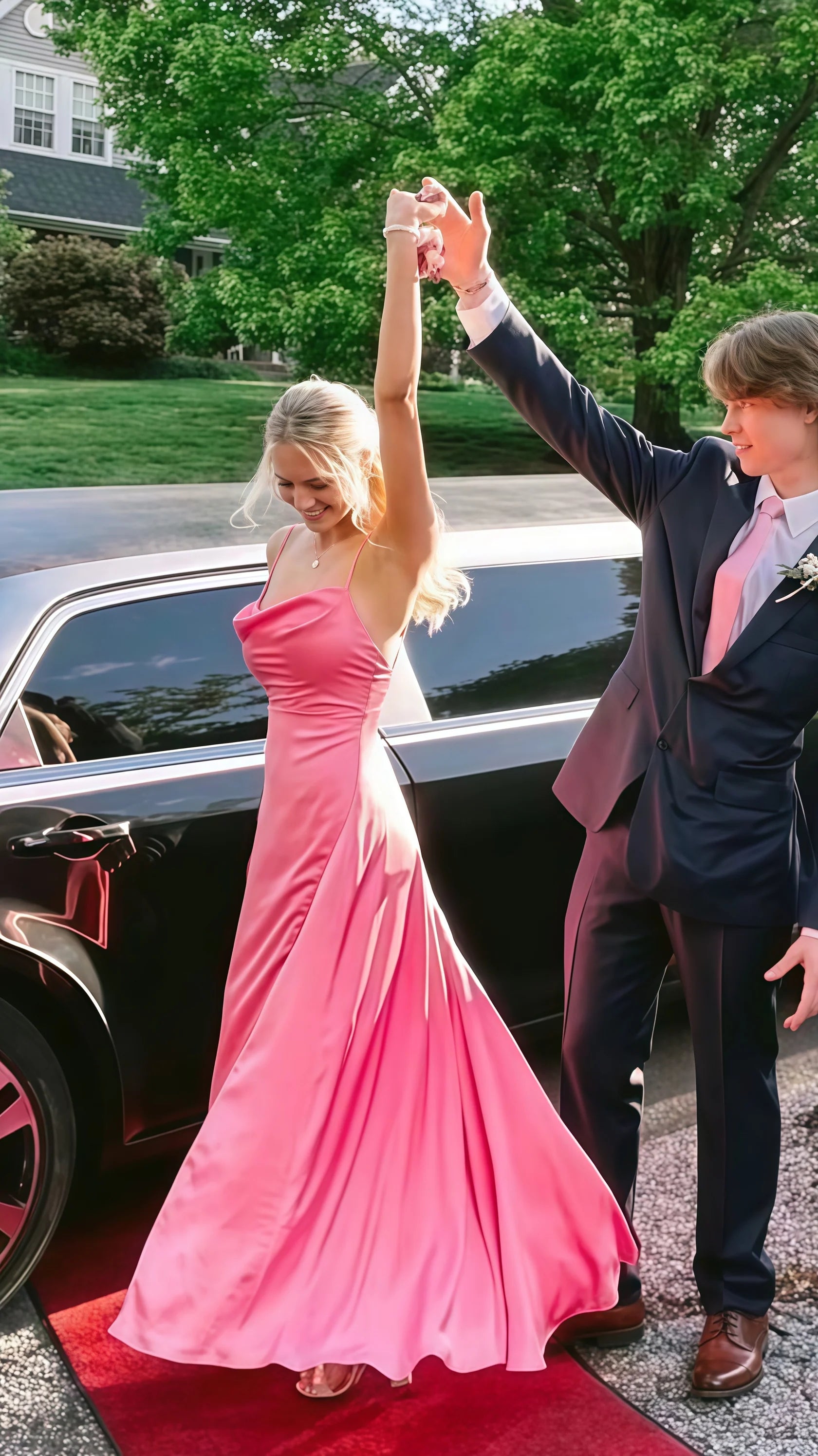 Sexy Mermaid Beautiful elegant and unique design Prom Dress Pink Sheath Prom Dresses Spaghetti Straps Long Birthday Dress