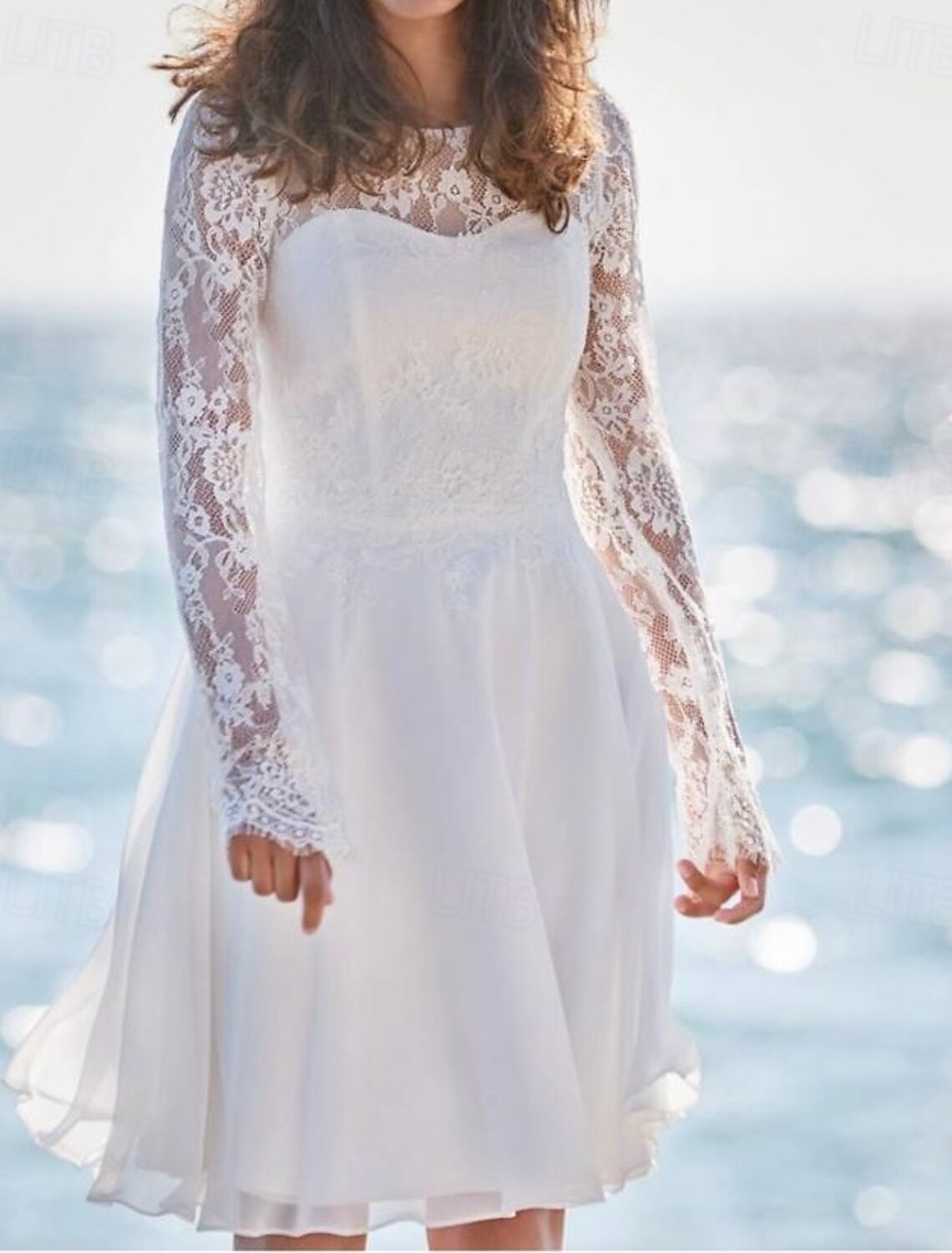 Ball Gown A-Line Cocktail Dresses Elegant Dress Wedding Short / Mini Long Sleeve Scoop Neck Satin with Appliques 2025