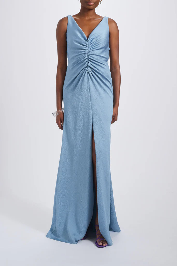 Hammered Satin Gathered Dress Simple atmospheric beautiful and unique desig