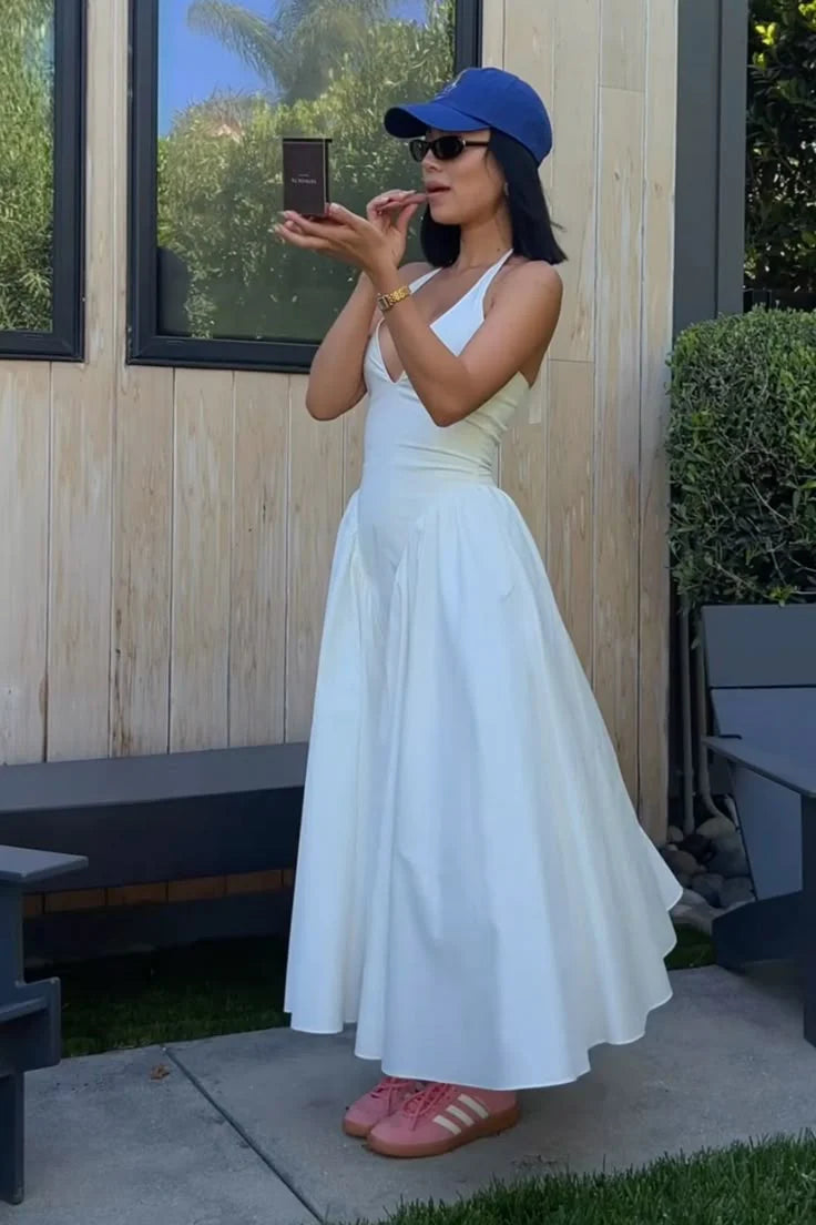 A Line White Halter Party Dresses Evening Dress For Women