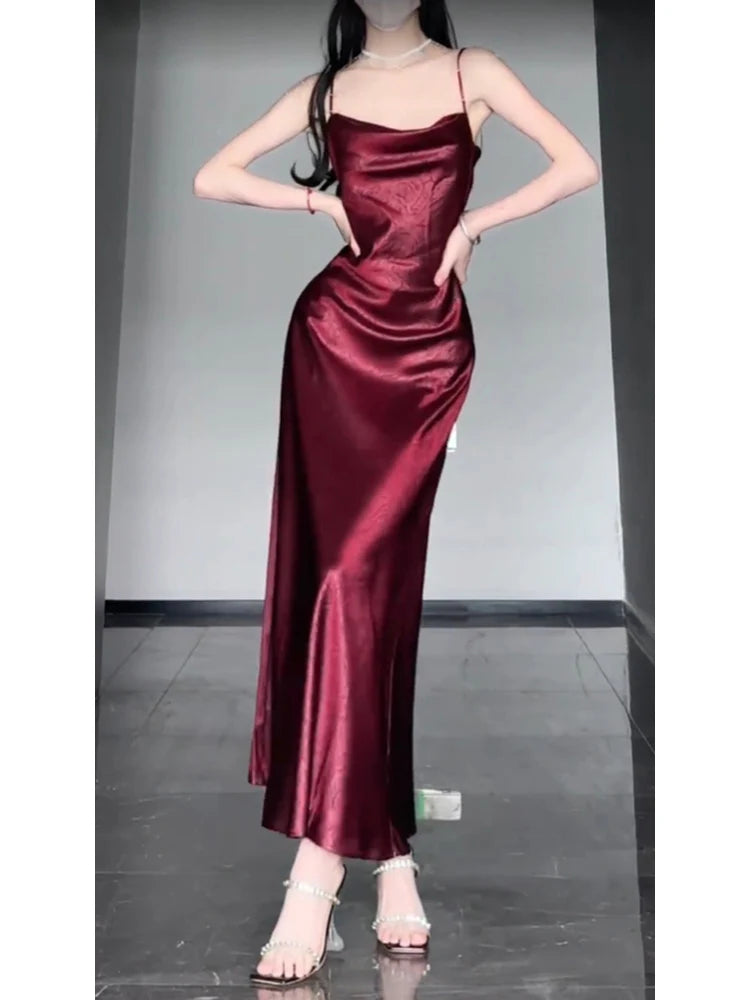 Chic Sheath Spaghetti Straps Christmas Dress Burgundy Prom Dresses Birthday Outfits simple gentle atmospheric and unique desi Bring summer colors to enhance whiteness ﻿
