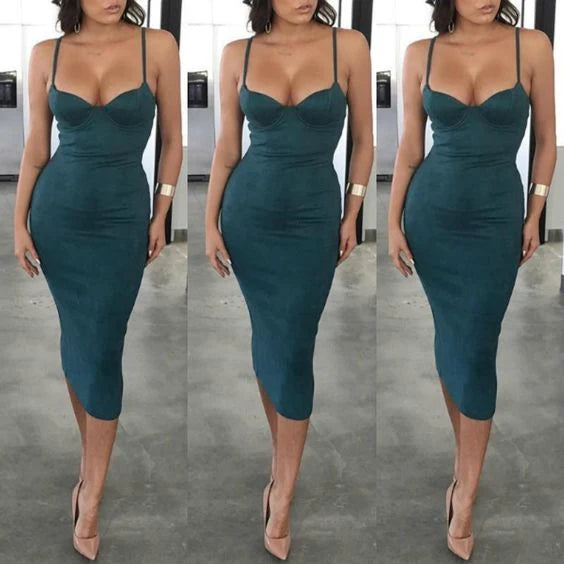 Elegant Spaghett Strap Patchwork Bodycon Dress