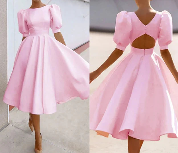 A Line Prom Dress Pink Evening Dress Simple elegant gentle
