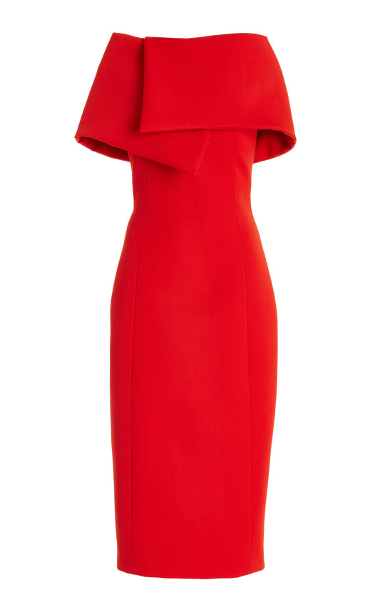 Draped Bonded Wool Midi Dress Simple gentle beautiful and grand