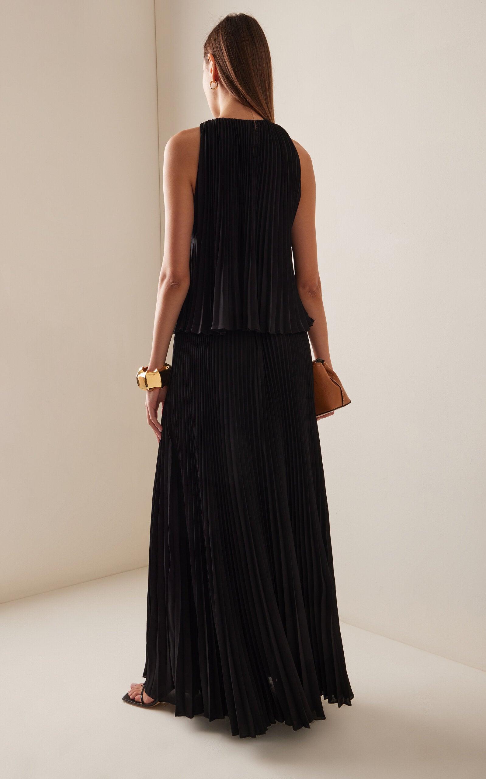 The Hallett Pleated Georgette Maxi Dress Simple gentle beautiful and grand