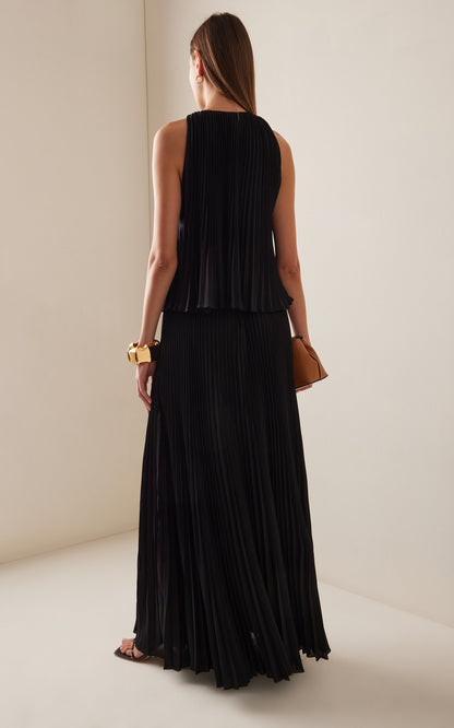 The Hallett Pleated Georgette Maxi Dress Simple gentle beautiful and grand