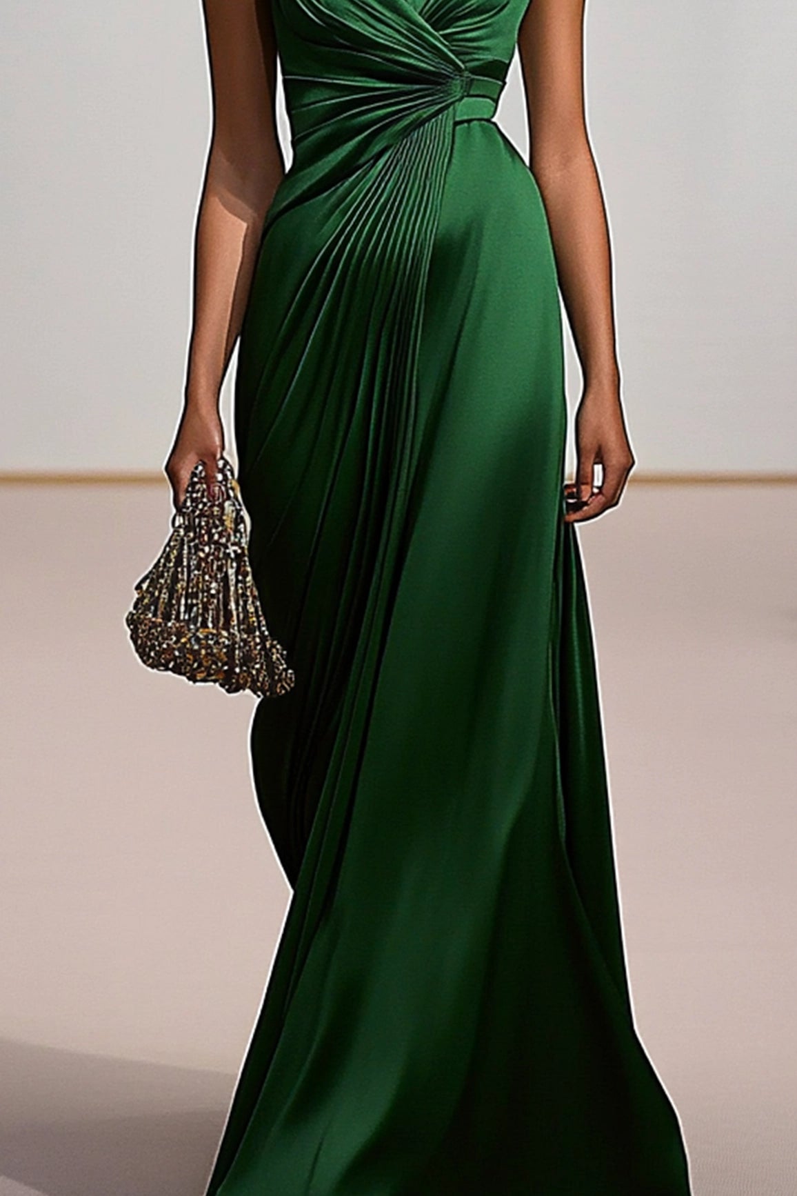 Deep V Formal Dress Green Pleating Maxi Dress Mother of the Bride Dress Simple beautiful generous and full of charm