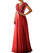 Dress Mother of the Bride Dress Elegant Party Casual Shirt Collar Floor Length Polyester Short Sleeve with Sequin