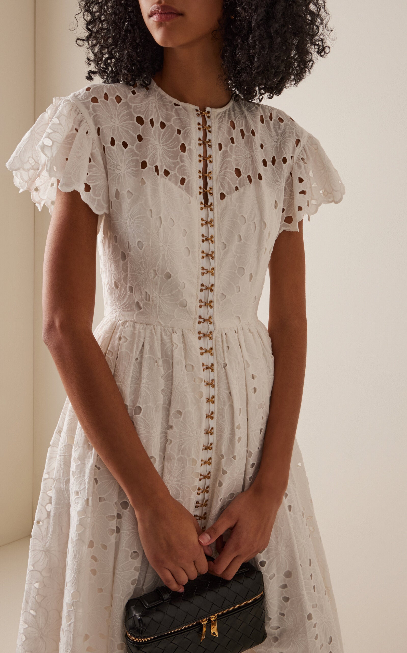 Cotton-Lace Drop-Waist Midi Dress Full of charm simple and atmospheric