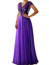 Dress Mother of the Bride Dress Elegant Party Casual Shirt Collar Floor Length Polyester Short Sleeve with Sequin