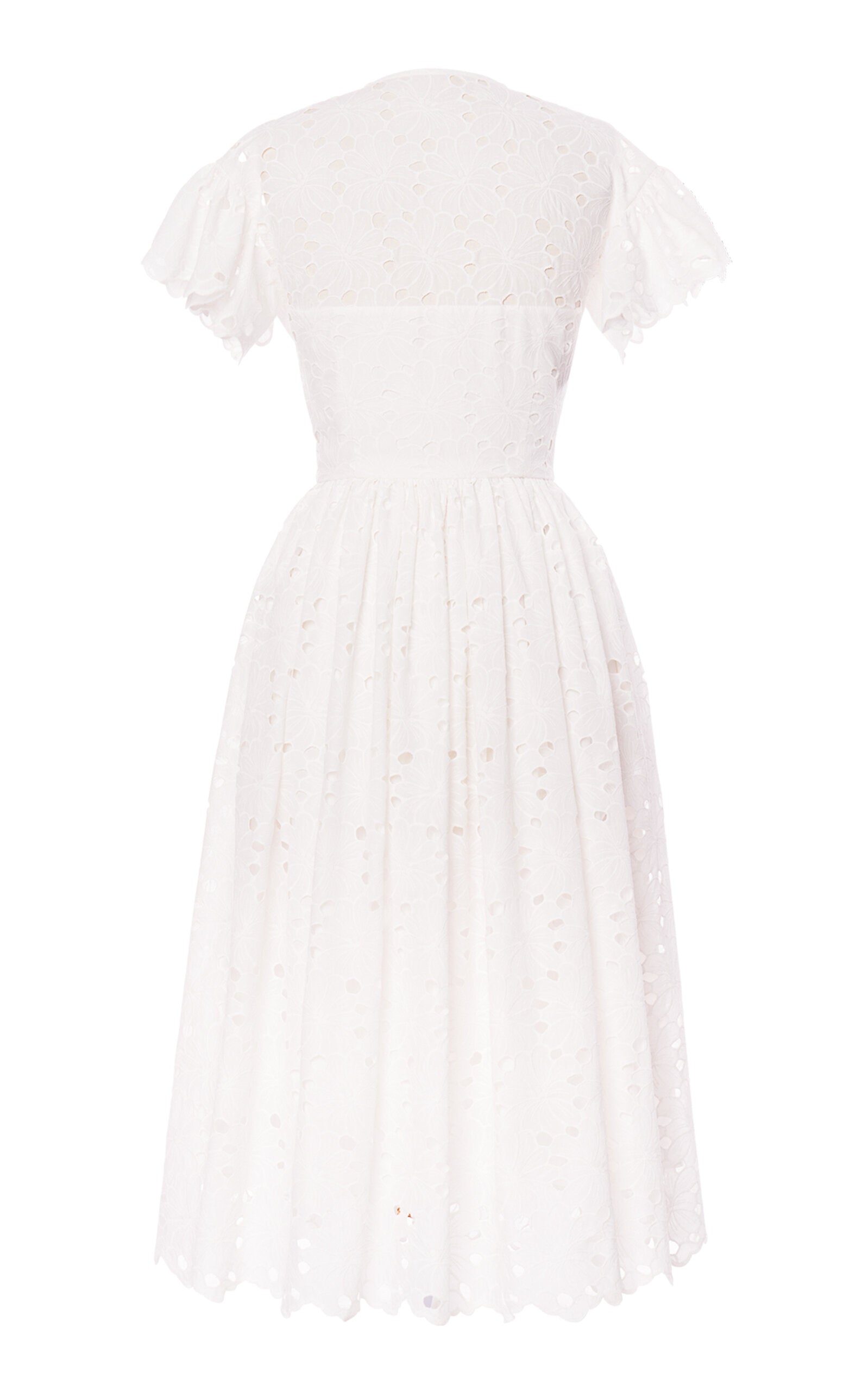 Cotton-Lace Drop-Waist Midi Dress Full of charm simple and atmospheric