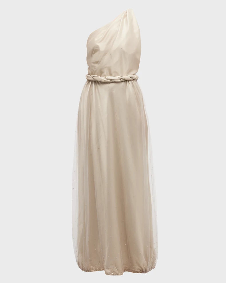 One-Shoulder Gown with Braided Detail Beautiful and charming simple and unique design