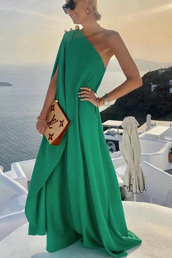 Alyse One Shoulder A-line Elegant Maxi Dress Simple atmospheric beautiful and unique desi