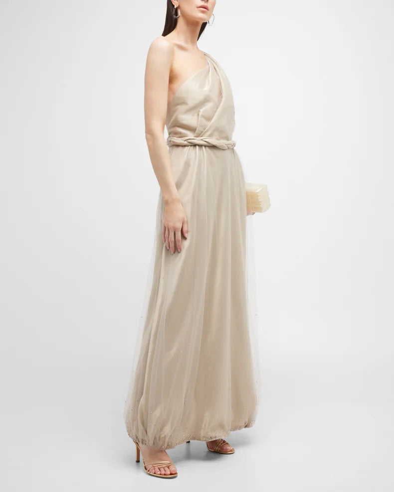 One-Shoulder Gown with Braided Detail Beautiful and charming simple and unique design