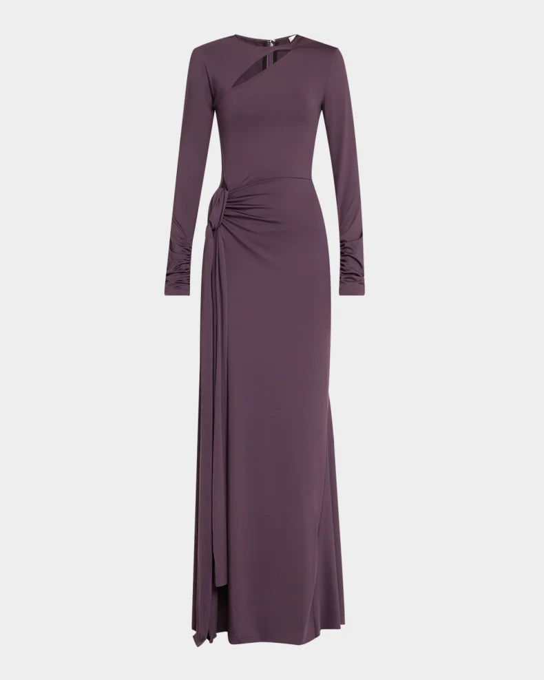 Long Sleeve Cutout Tie Front Gown Beautiful and charming simple and unique design