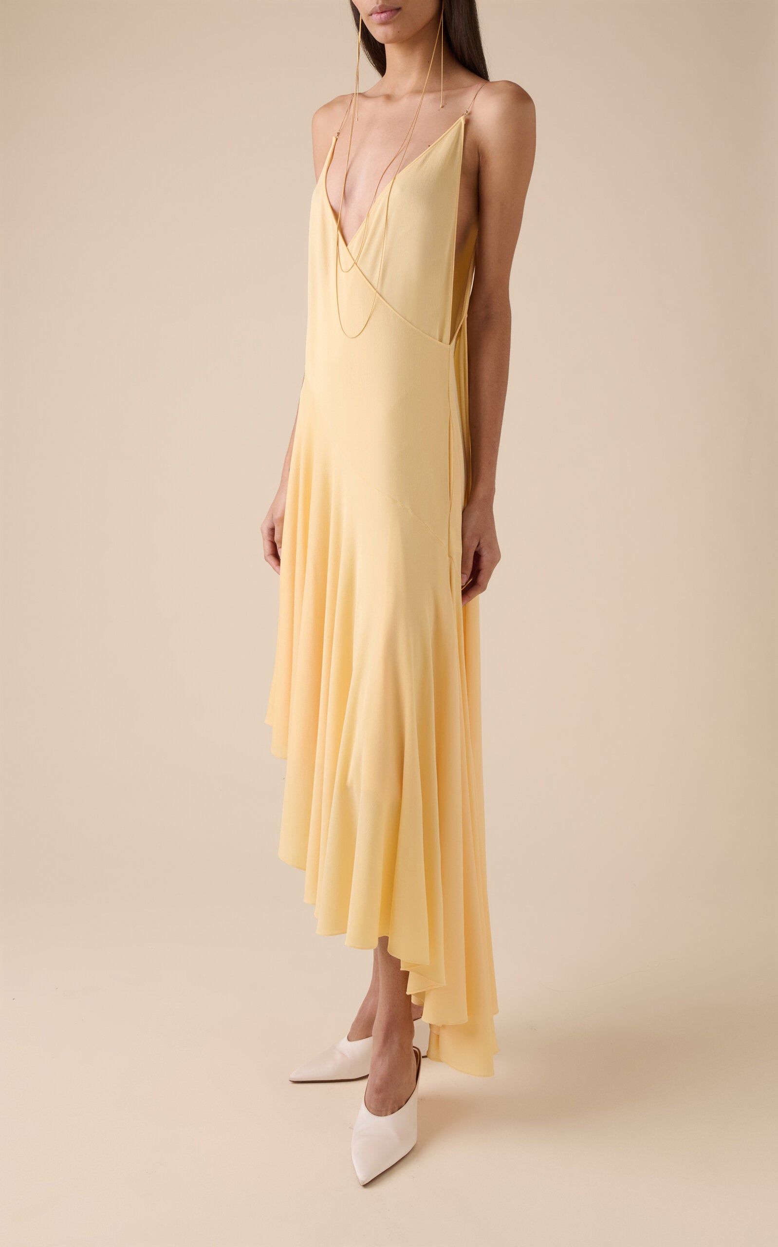 Asymmetric Cotton Midi Slip Dress Full of charm simple and atmospheric
