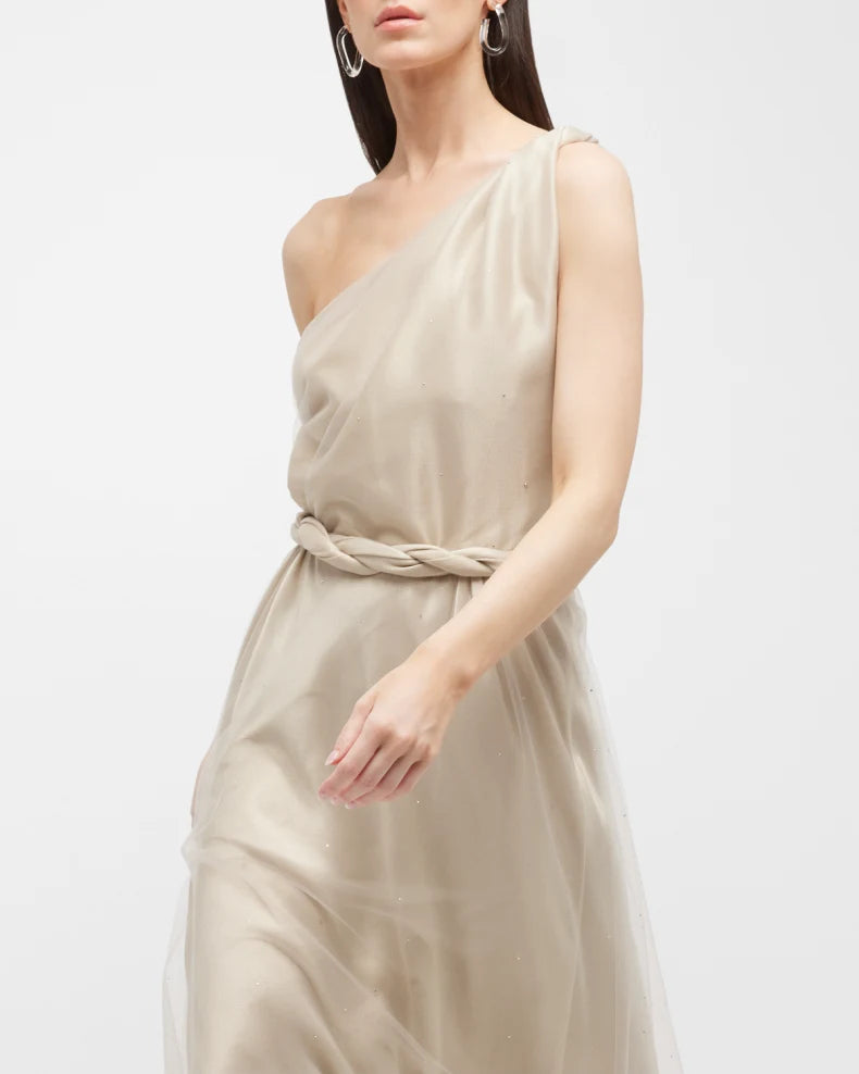One-Shoulder Gown with Braided Detail Beautiful and charming simple and unique design