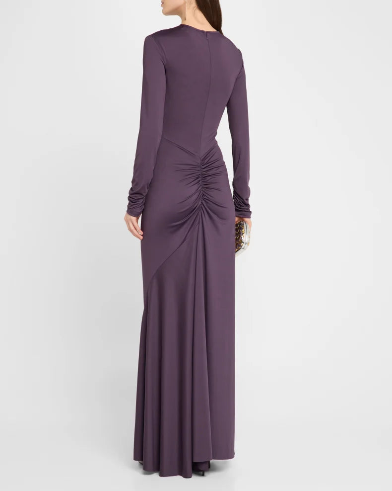 Long Sleeve Cutout Tie Front Gown Beautiful and charming simple and unique design
