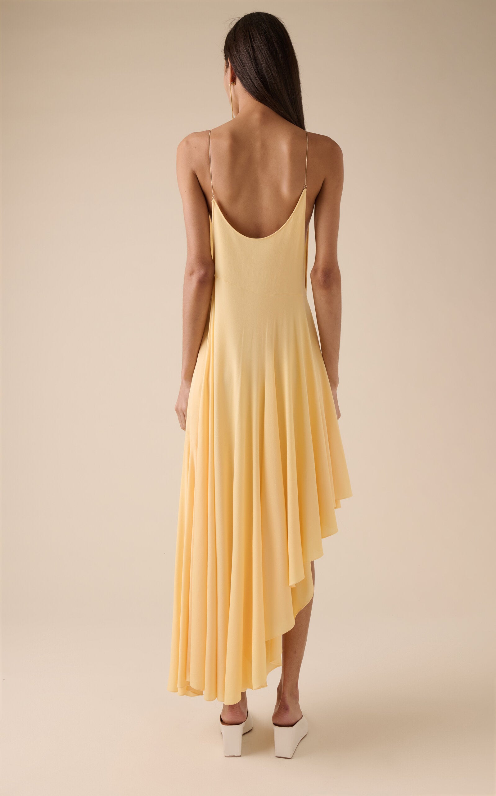 Asymmetric Cotton Midi Slip Dress Full of charm simple and atmospheric