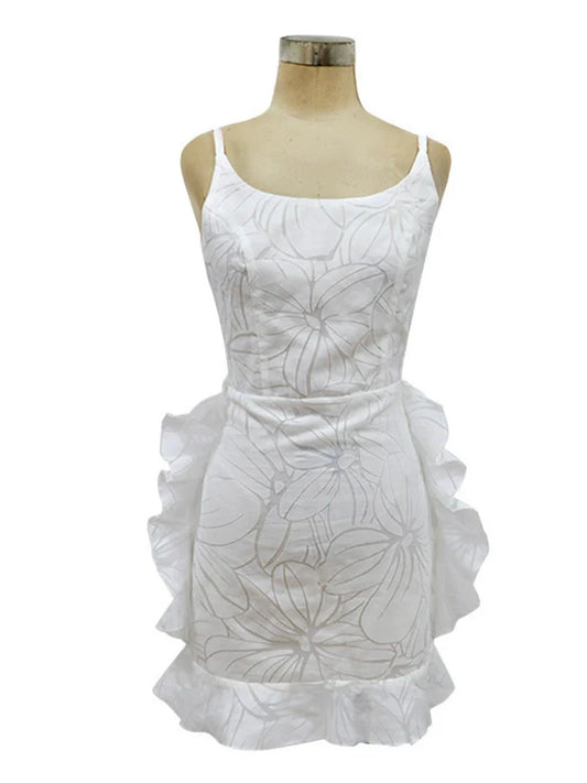 White A Line Short Graduation Party Sundress