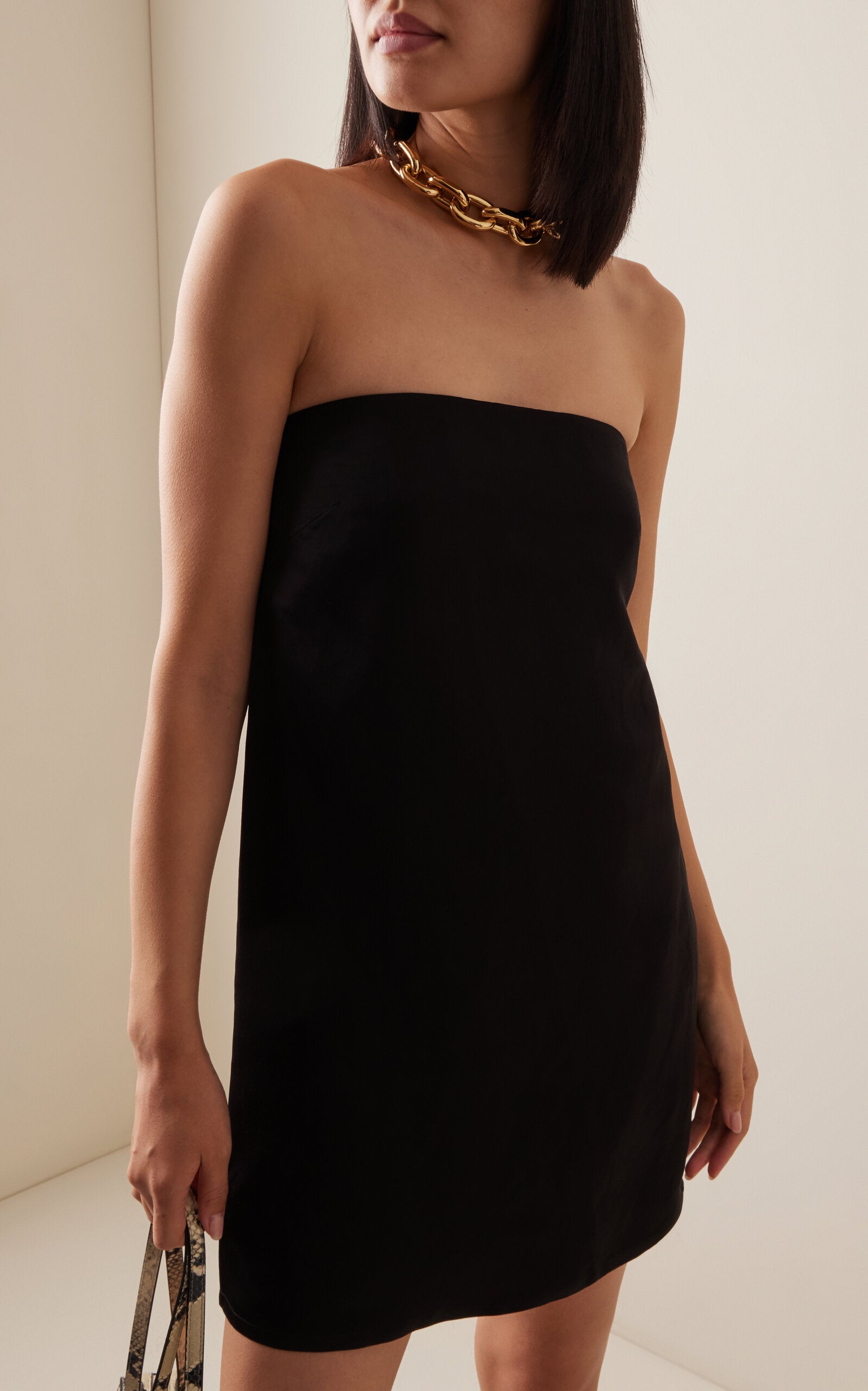 Exclusive Haley Crepe Strapless Mini Dress Simple gentle beautiful and grand