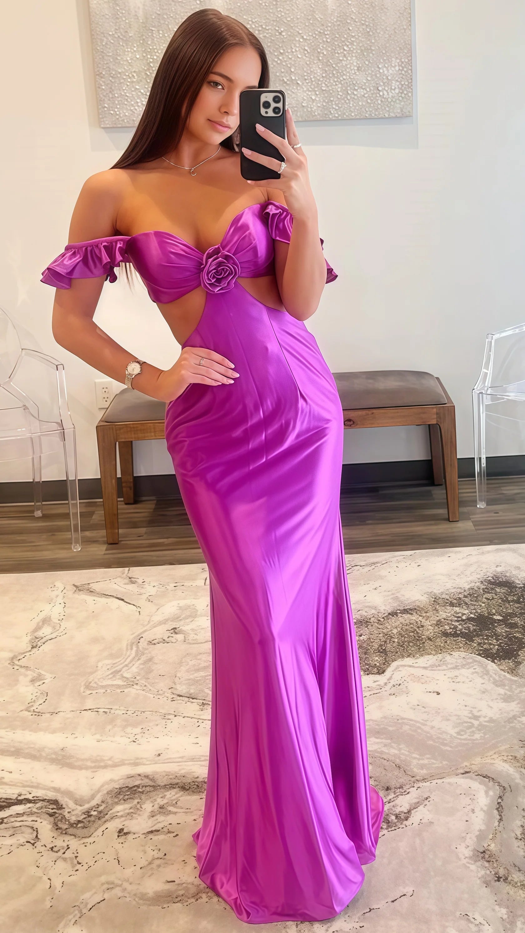 Sexy Mermaid Beautiful elegant and unique design Prom Dress Off The Shoulder Purple Prom Dresses