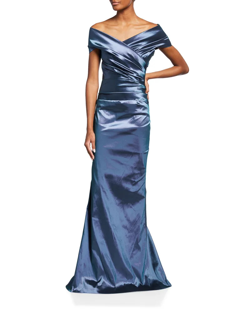Off-Shoulder Ruched Taffeta Gown Beautiful and charming simple and unique desig