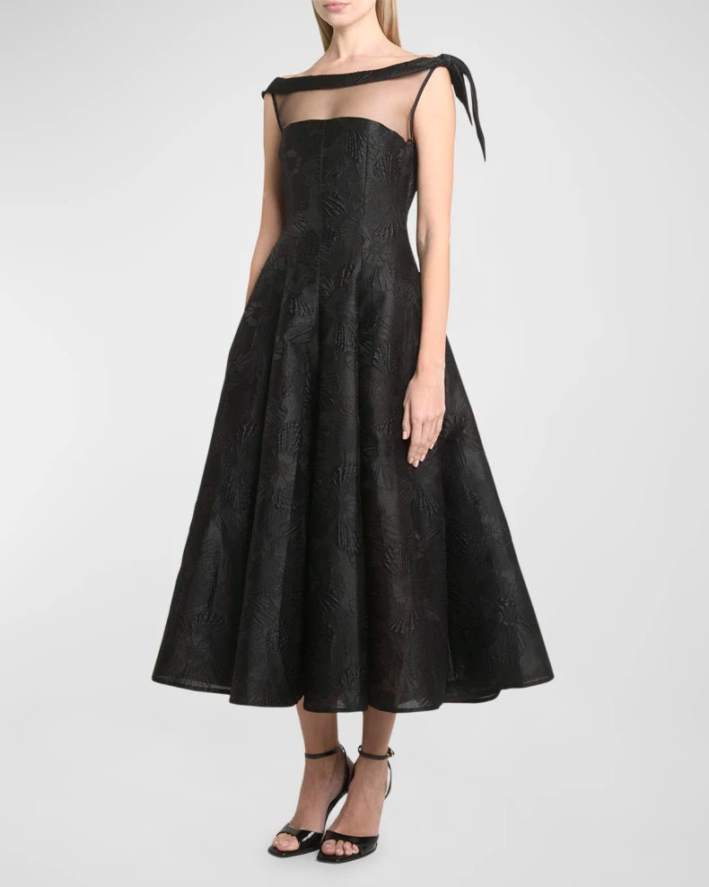 Anemone Jacquard Illusion Midi Dress Beautiful and charming simple and unique design