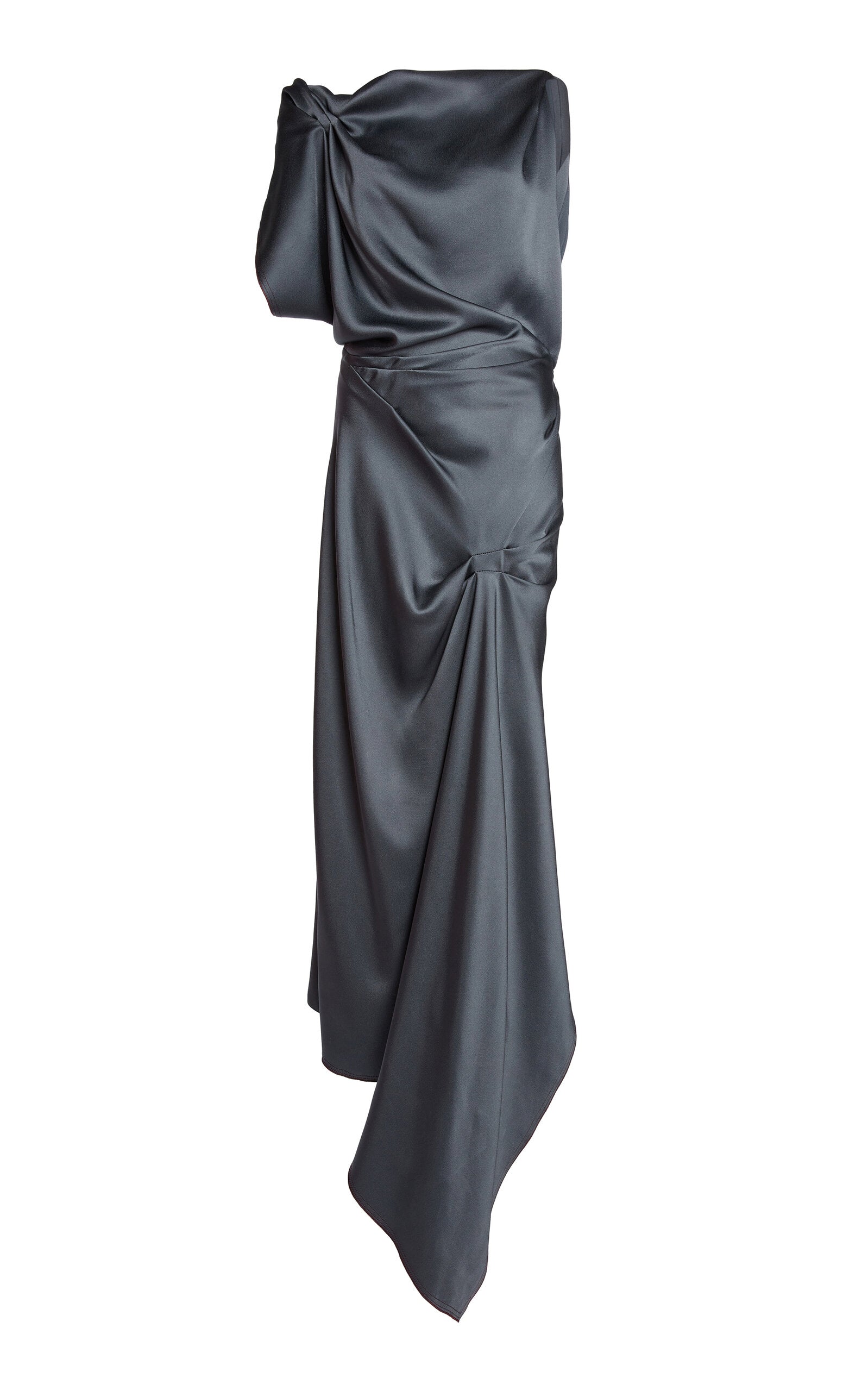 Gathered Satin Maxi Dress Simple gentle beautiful and grand
