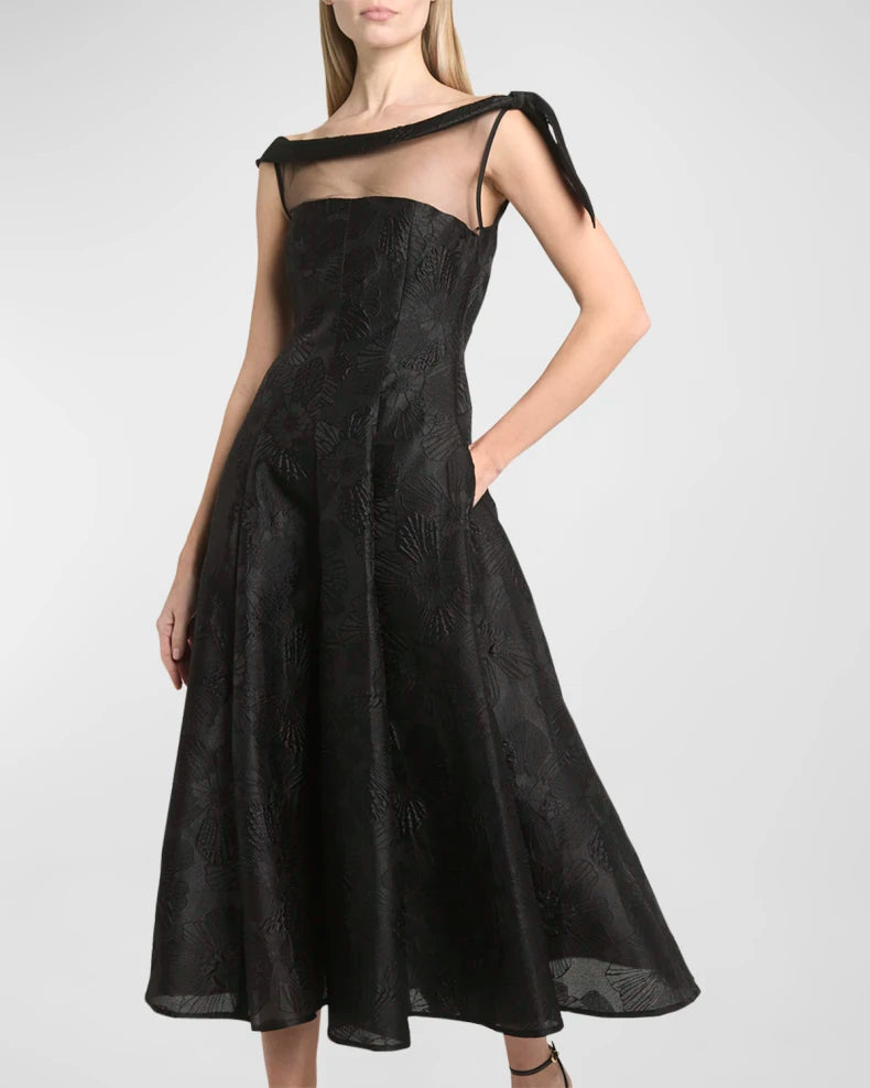 Anemone Jacquard Illusion Midi Dress Beautiful and charming simple and unique design