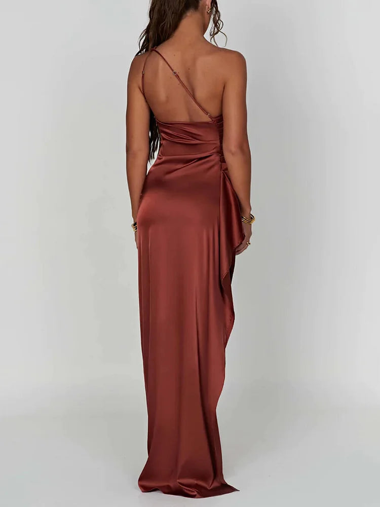 Satin Slit Maxi Dress Simple atmospheric beautiful and unique desi Simple atmospheric beautiful and unique desi