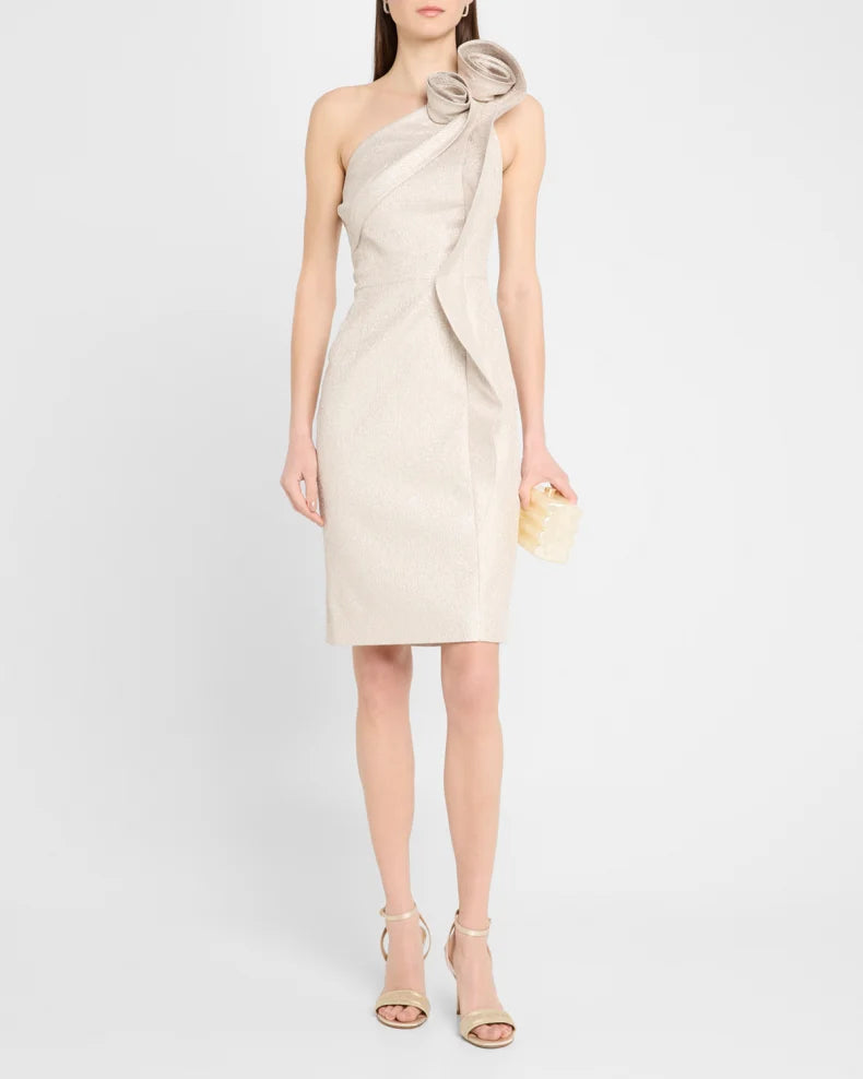 One-Shoulder Metallic Jacquard Dress Beautiful and charming simple and unique design