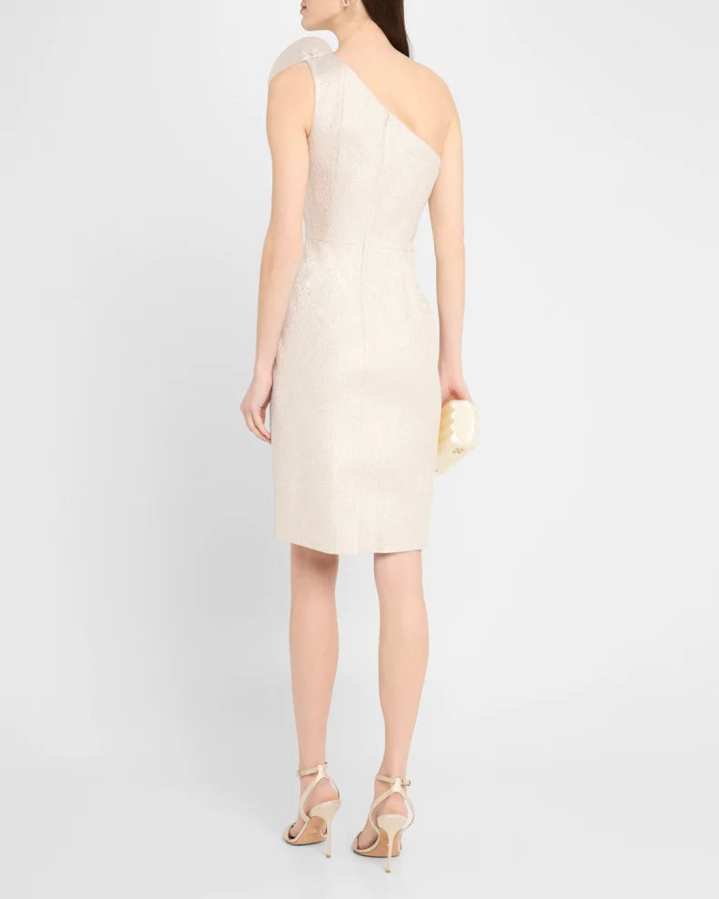 One-Shoulder Metallic Jacquard Dress Beautiful and charming simple and unique design