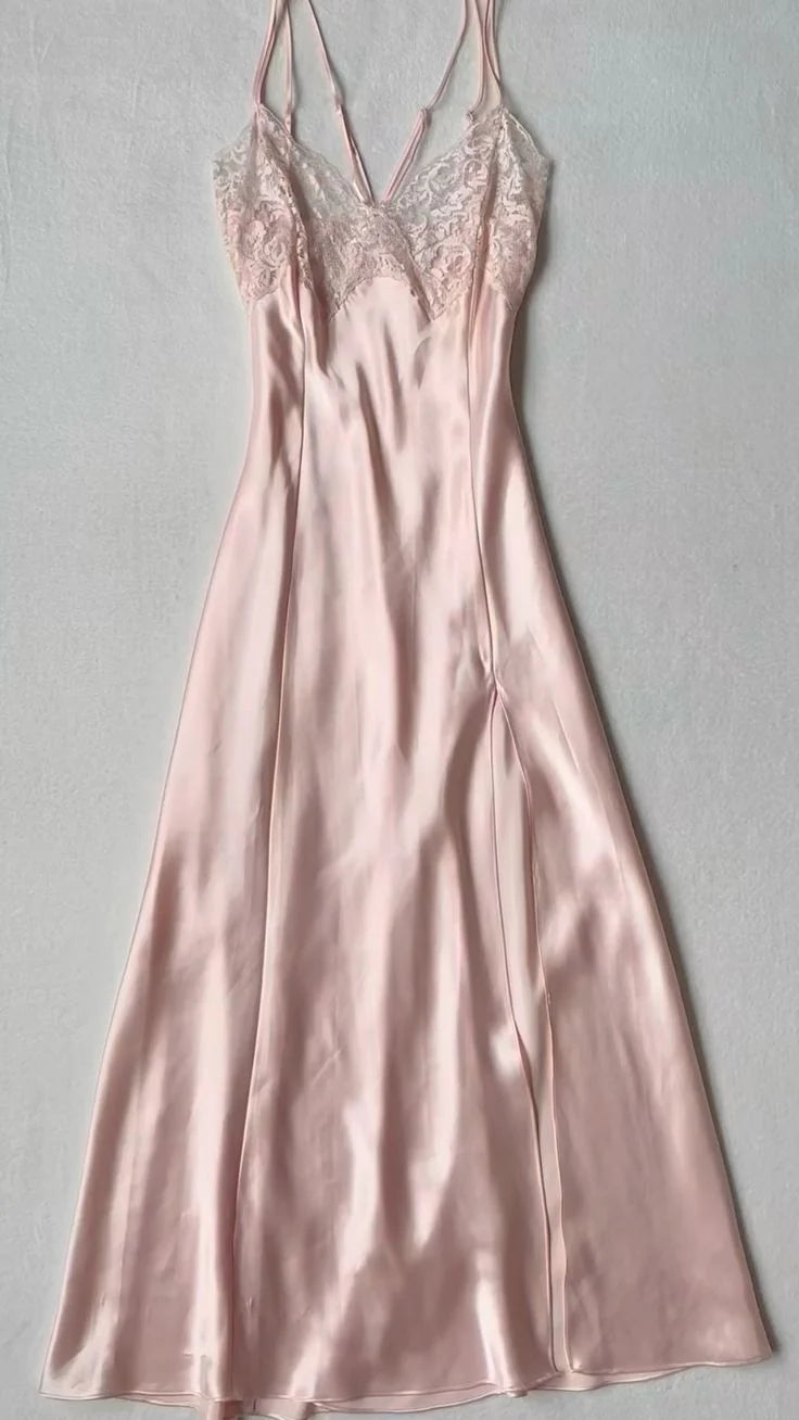 Spaghetti Straps Pink Long Prom Dress Evening Dresses
