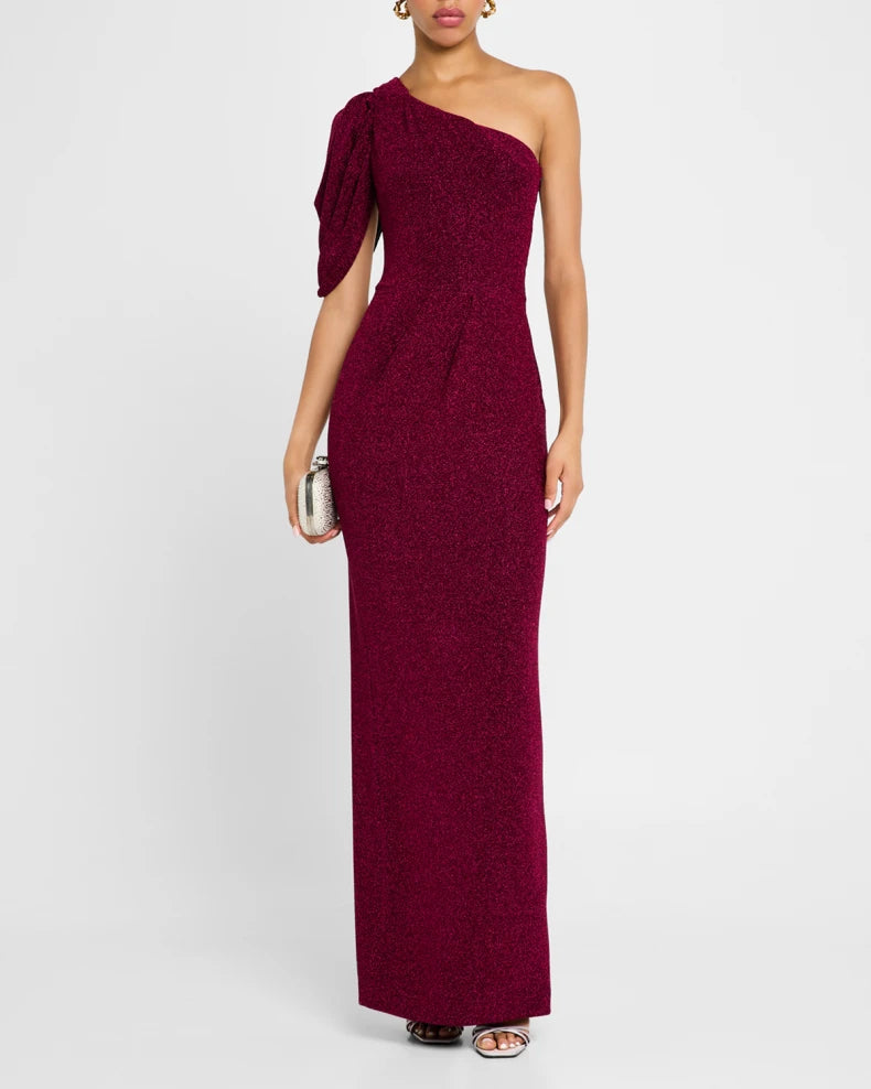 Egan Pleated One-Shoulder Column Gown Beautiful and charming simple and unique design