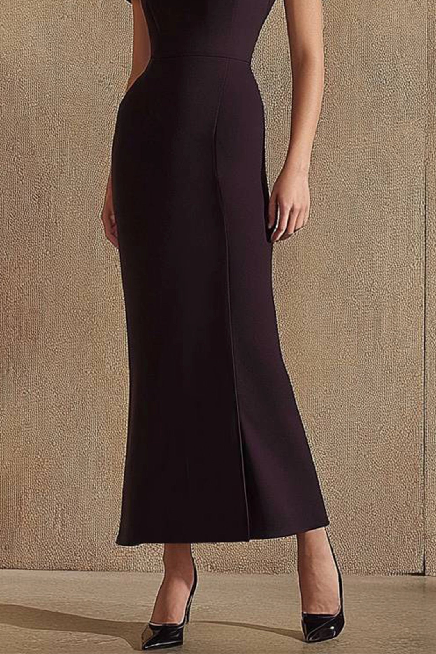 Party Formal Brown Dress V-Neck Short Sleeve Maxi Dress Simple beautiful generous and full of charm