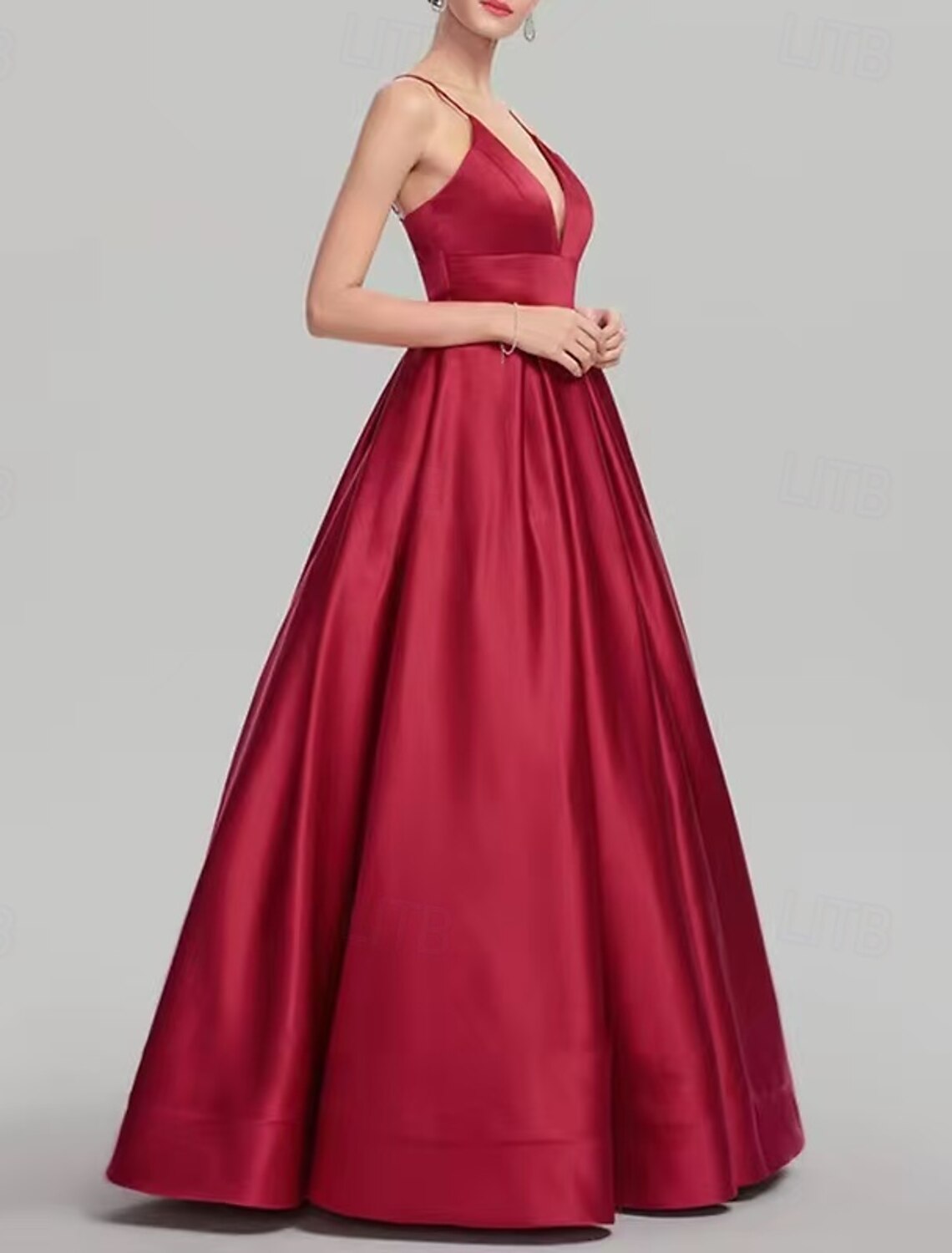 Evening Gown Party Dress Evening Party Black Tie Gala Sweep Brush Train Sleeveless V Neck Wednesday Addams Family Cotton Backless with Pleats