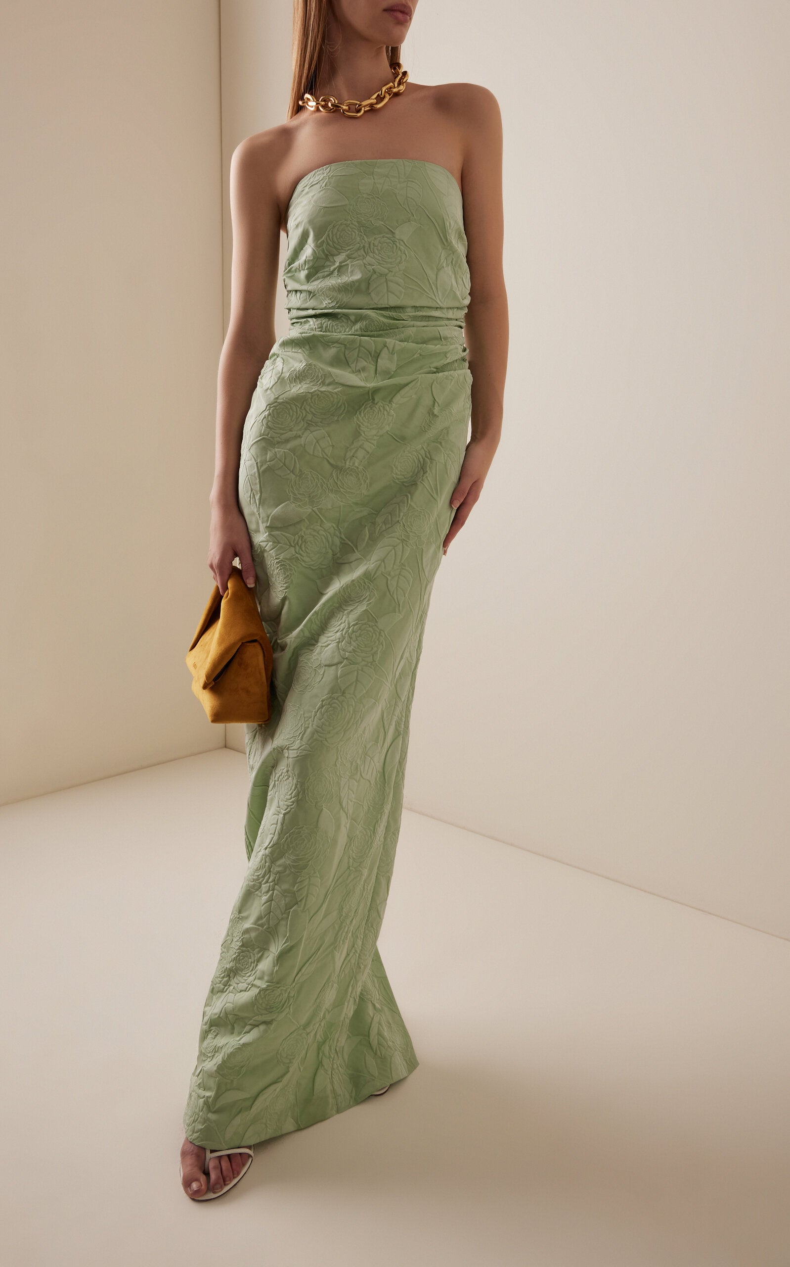 Vera Strapless Jacquard Maxi Dress Gentle beautiful and grand