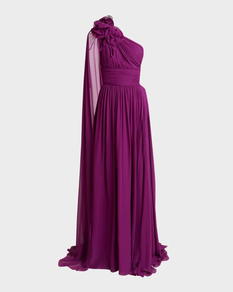 Viva Las Vegas Flower One-Shoulder Silk Gown Charming and unique design Beautiful generous simple