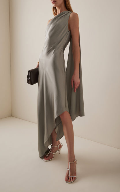 Satin One-Shoulder Dress Dress Simple gentle beautiful and grand