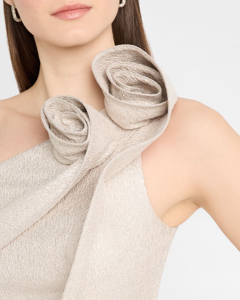 One-Shoulder Metallic Jacquard Dress Beautiful and charming simple and unique design